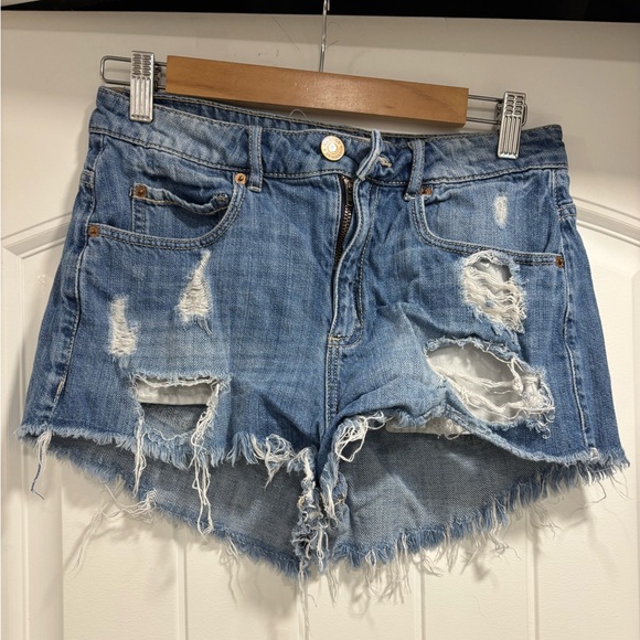 Garage Blue Distressed Jean Shorts - Picture 1 of 3